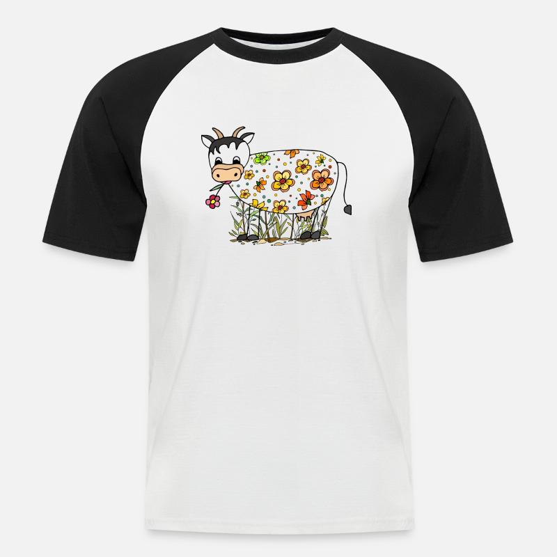Kuh - Männer Baseball-T-Shirt - Weiß/Schwarz