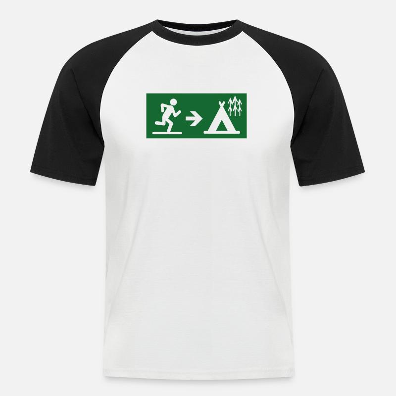 exit to camp - Men's Baseball T-Shirt - white/black