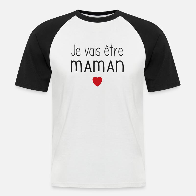 Ich werde Mama - Herz - Männer Baseball-T-Shirt - Weiß/Schwarz