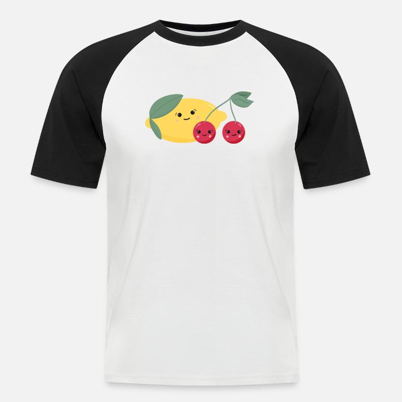 Zitrone & Kirschen - Männer Baseball-T-Shirt - Weiß/Schwarz
