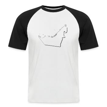 (Émirats arabes unis) Carte des Émirats comme plan - T-shirt baseball manches courtes Homme - blanc/noir - Devant - Nik (191cm)