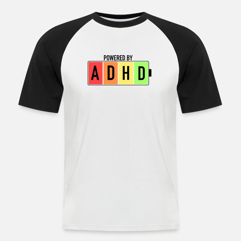 ADHS-Bewusstsein Neurodivergent - Männer Baseball-T-Shirt - Weiß/Schwarz