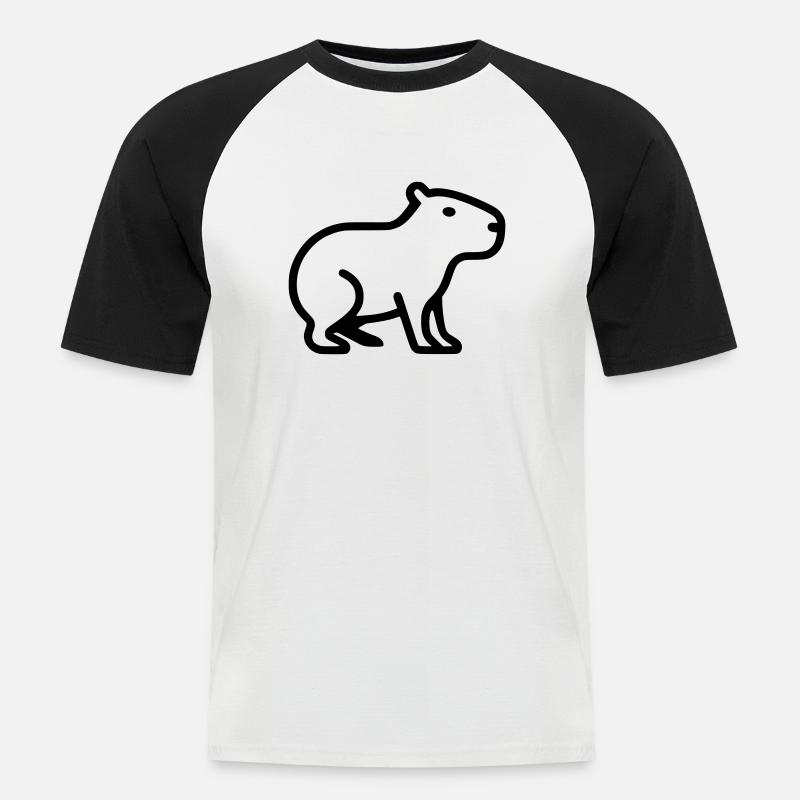 Capybara Minimalistisch Logo - Männer Baseball-T-Shirt - Weiß/Schwarz