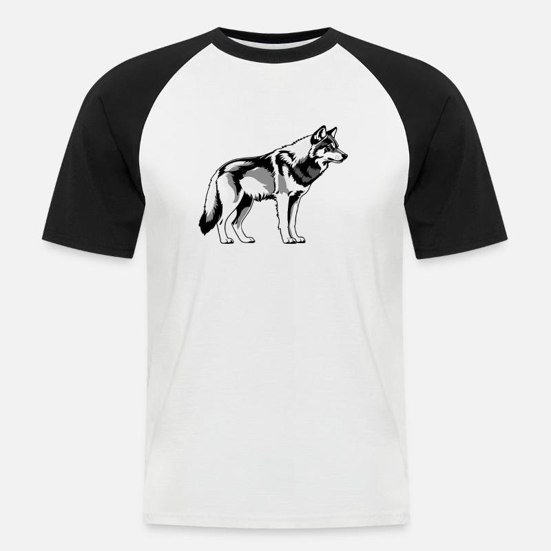 Wolf - Cute Dog Design - Männer Baseball-T-Shirt - Weiß/Schwarz