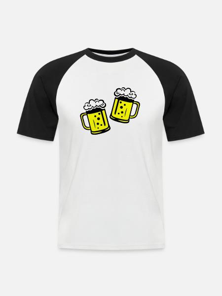 Bier Bierkrug Prost - Männer Baseball-T-Shirt - Weiß/Schwarz