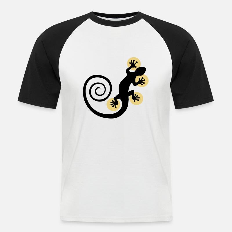 POINT CHAUD GECKO - T-shirt baseball manches courtes Homme - blanc/noir