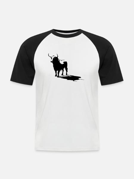 toro noir - T-shirt baseball manches courtes Homme - blanc/noir
