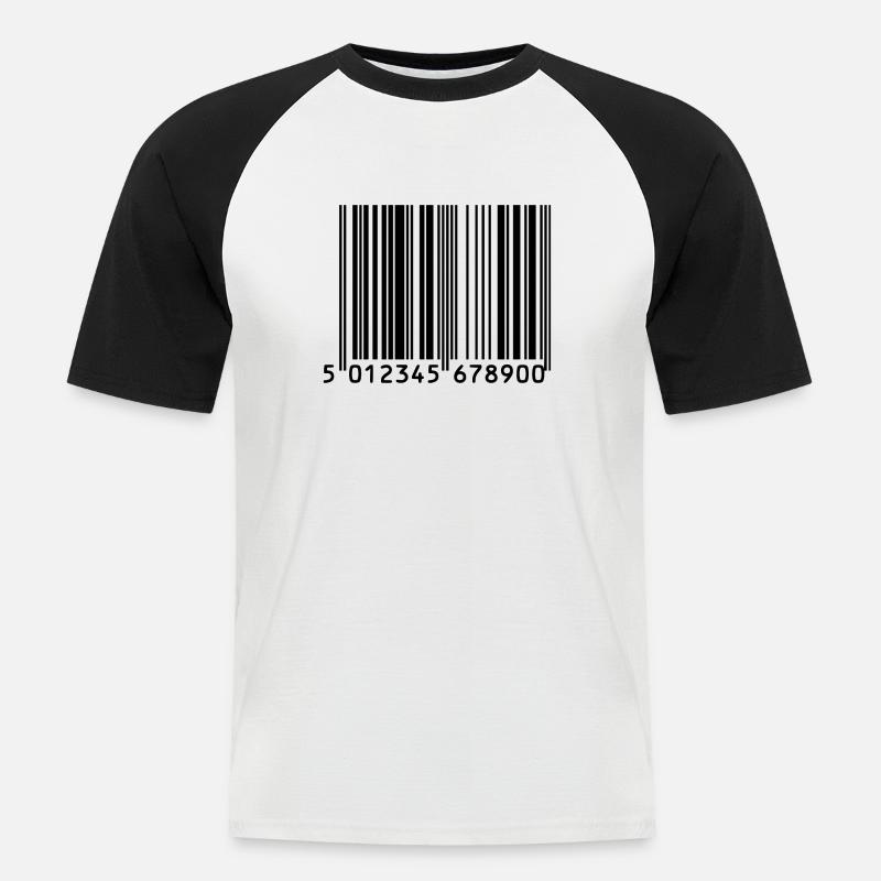 Strichcode - Männer Baseball-T-Shirt - Weiß/Schwarz