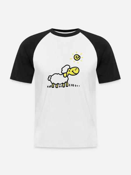 Sheep Sun 3 - Men's Baseball T-Shirt - white/black