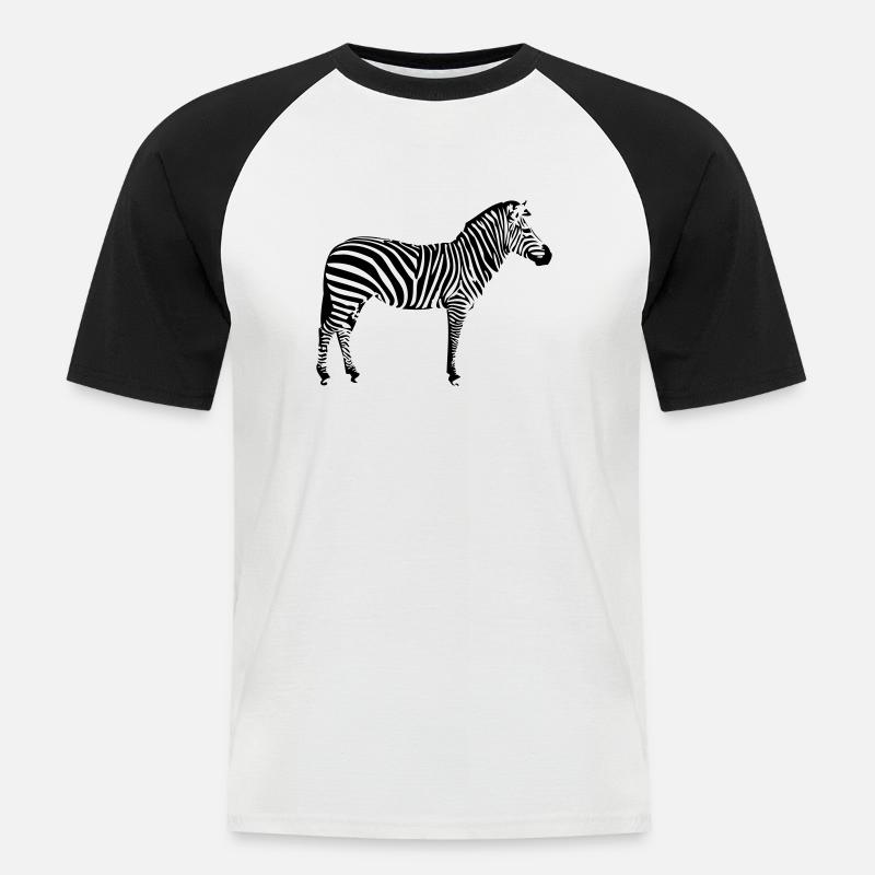 Zebra 1 - Männer Baseball-T-Shirt - Weiß/Schwarz