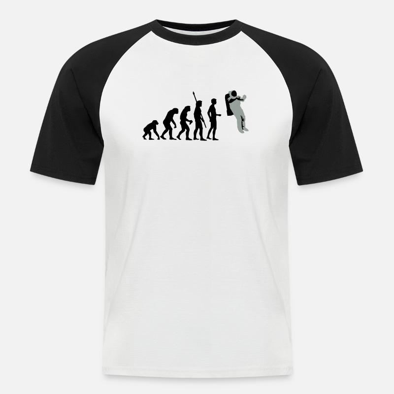 evolution_astronaut_2c - Männer Baseball-T-Shirt - Weiß/Schwarz
