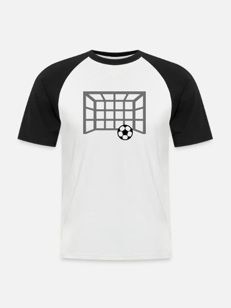 Fußballtor - Männer Baseball-T-Shirt - Weiß/Schwarz