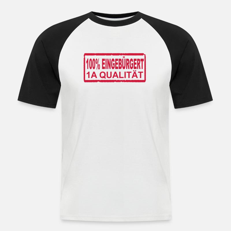 100% eingebürgert - Männer Baseball-T-Shirt - Weiß/Schwarz