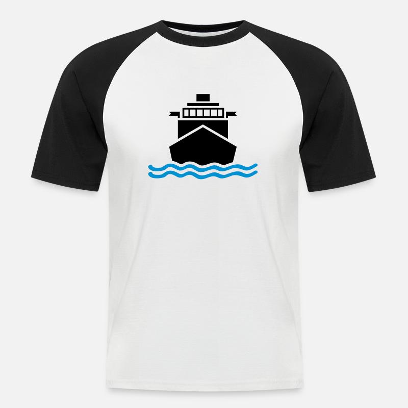 schiff_design_qa2 - Männer Baseball-T-Shirt - Weiß/Schwarz