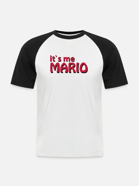 Mario - Männer Baseball-T-Shirt - Weiß/Schwarz