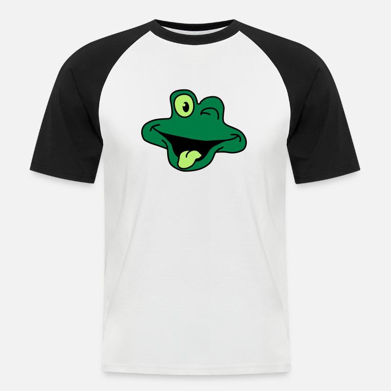 Cheeky Comic Frog Face - Männer Baseball-T-Shirt - Weiß/Schwarz