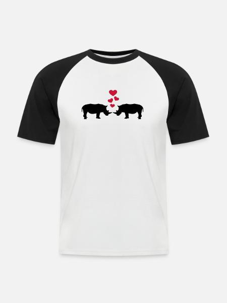 Rhinocéros - T-shirt baseball manches courtes Homme - blanc/noir