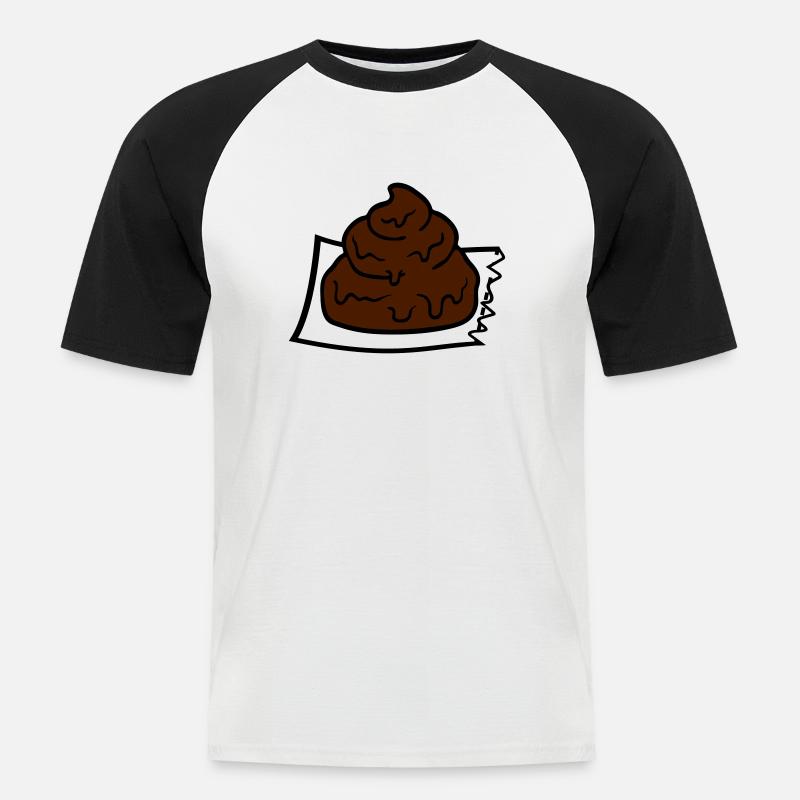 haeufchen merda mucchio comico strappato stueck - Maglia da baseball a manica corta da uomo - bianco/nero