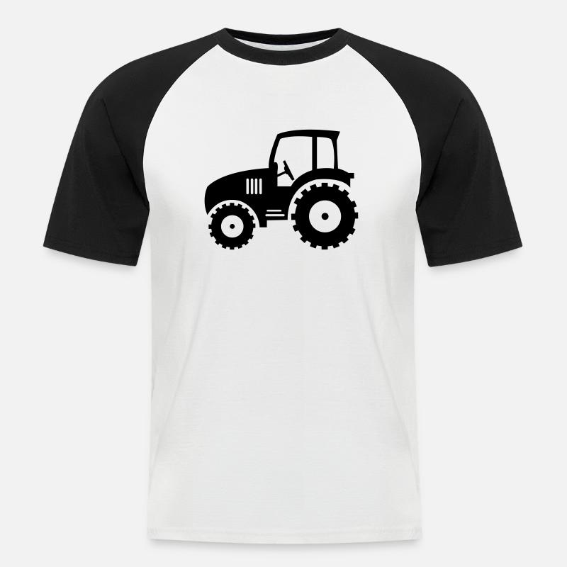 traktor_01 - Männer Baseball-T-Shirt - Weiß/Schwarz