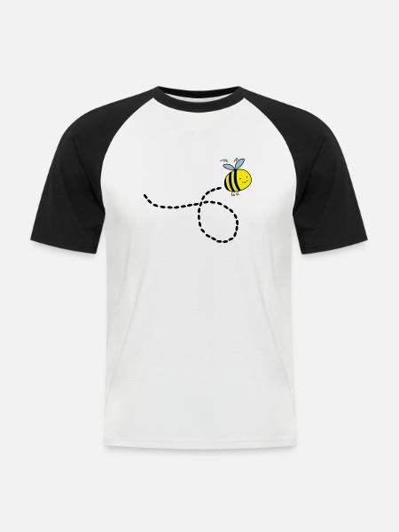 flying_bee_02 - Männer Baseball-T-Shirt - Weiß/Schwarz