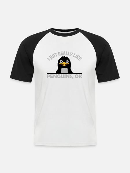 I just like penguins - Men's Baseball T-Shirt - white/black