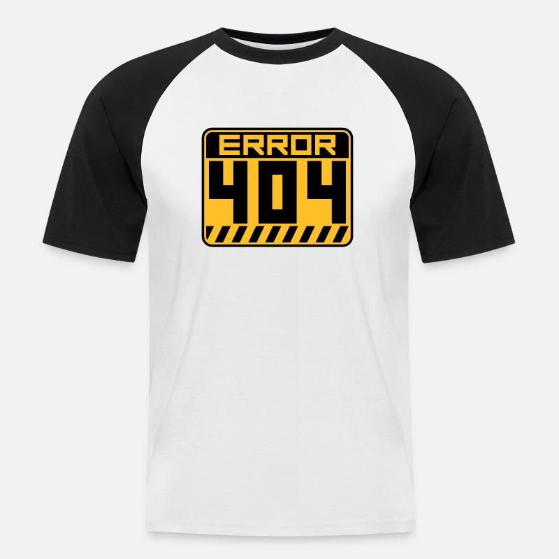 Error 404 Schild Warnung - Männer Baseball-T-Shirt - Weiß/Schwarz