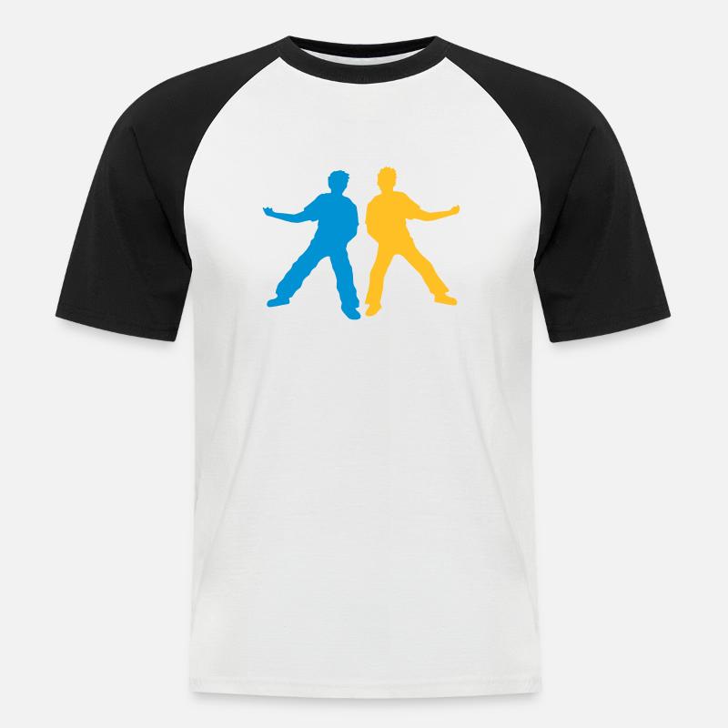 Team 2 Luftgitarre Freunde - Männer Baseball-T-Shirt - Weiß/Schwarz
