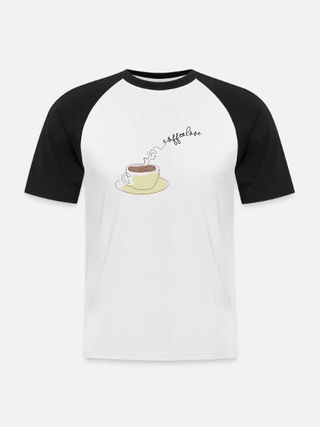 Kaffeeliebe - Leben für Kaffee - Männer Baseball-T-Shirt - Weiß/Schwarz