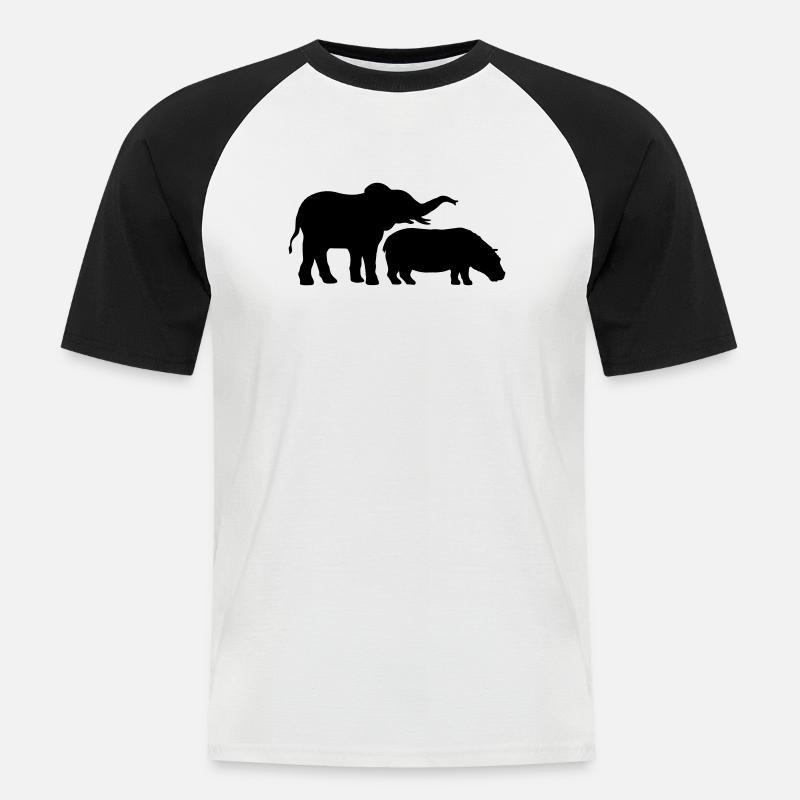 Nilpferd Elefant Dickhäuter Team - Männer Baseball-T-Shirt - Weiß/Schwarz