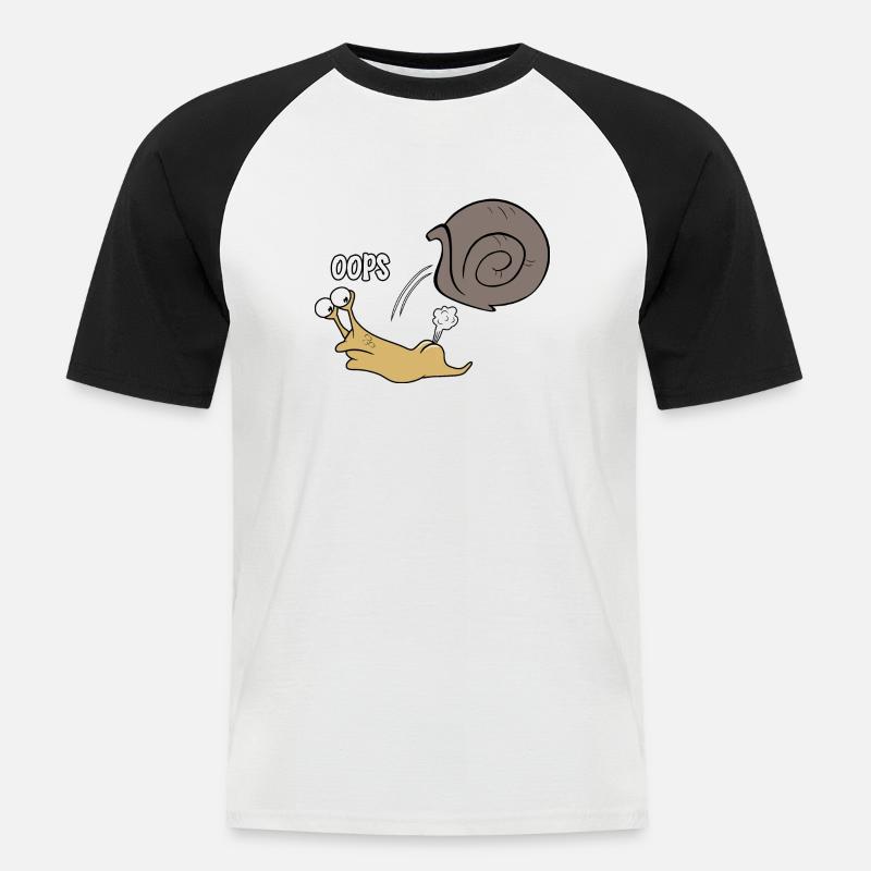 Schnecke oops - Männer Baseball-T-Shirt - Weiß/Schwarz