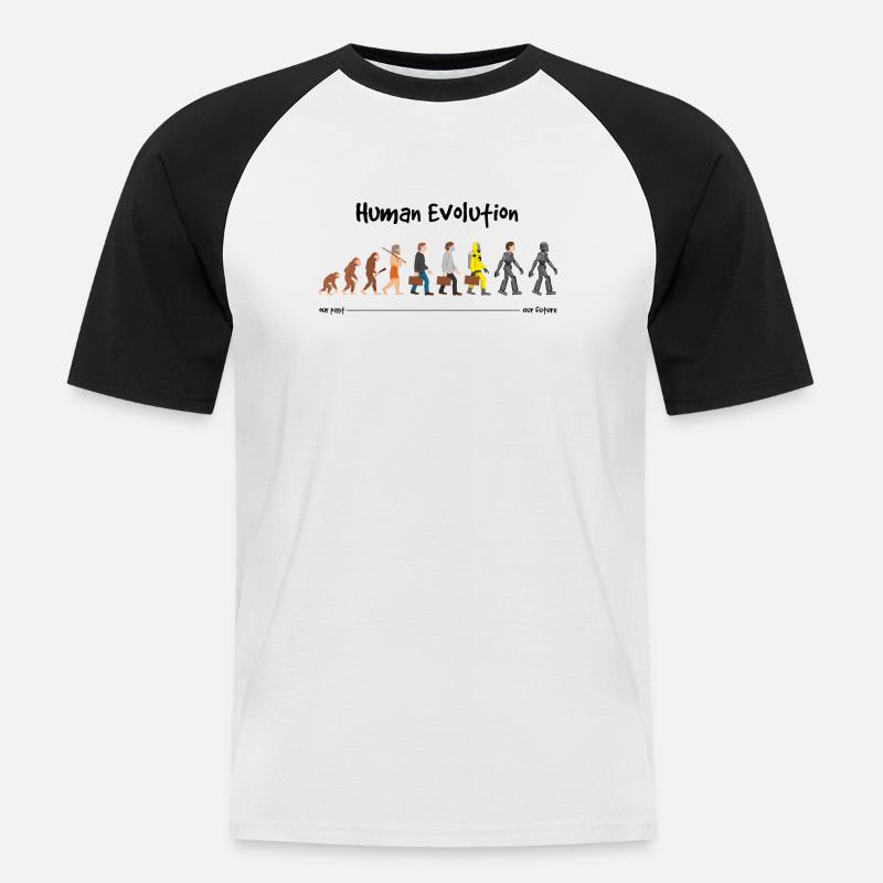 Evolution eine robotische Zukunft - Männer Baseball-T-Shirt - Weiß/Schwarz