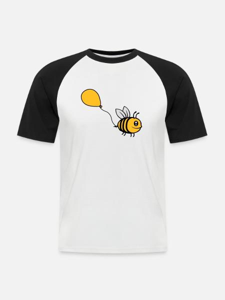 Happy Balloon Bee Comic - Men's Baseball T-Shirt - white/black