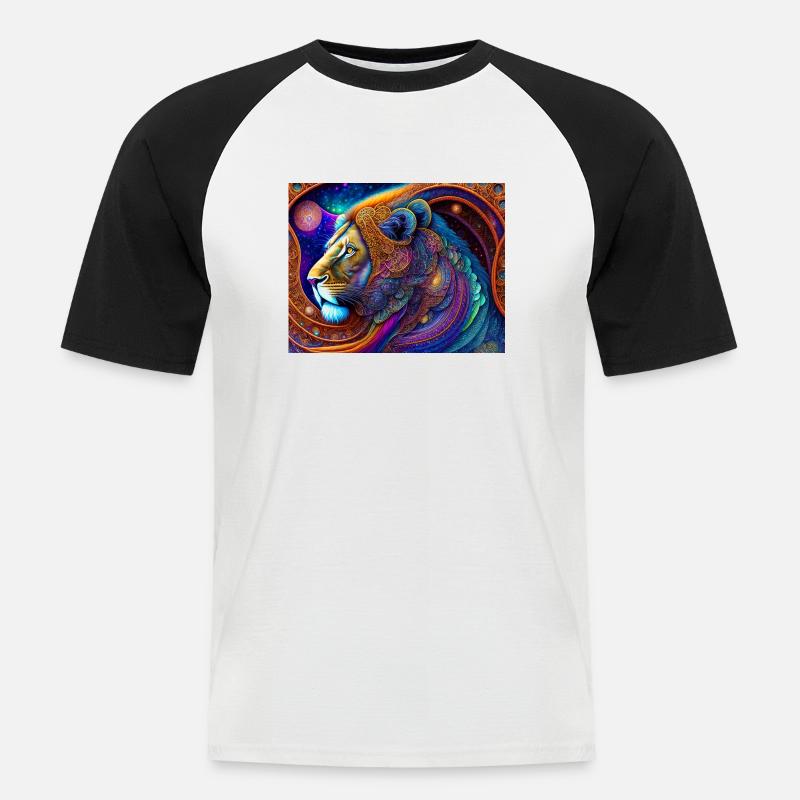 Löwe - Männer Baseball-T-Shirt - Weiß/Schwarz