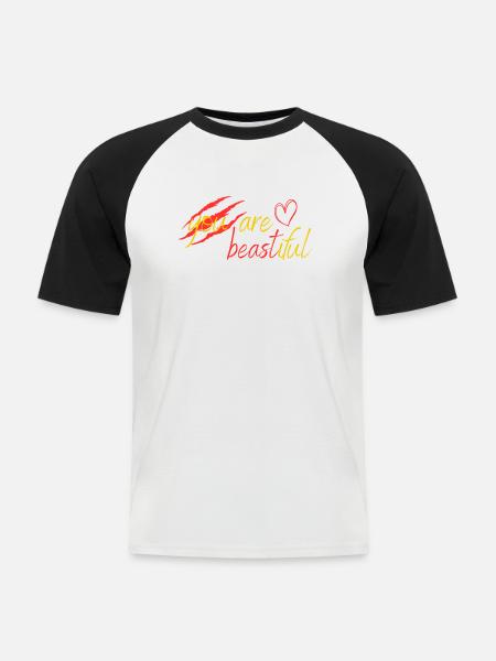 Biest oder Schönheit? - Männer Baseball-T-Shirt - Weiß/Schwarz