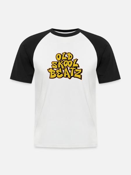 Old Skool Beatz Logo - Men's Baseball T-Shirt - white/black