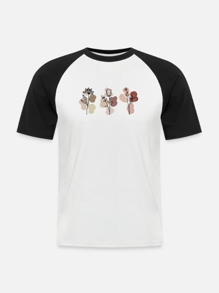 Schwarze Blüten - Männer Baseball-T-Shirt - Weiß/Schwarz