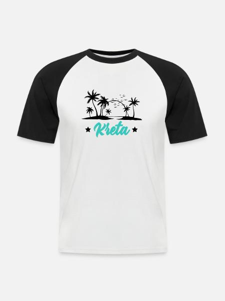 kreta - Männer Baseball-T-Shirt - Weiß/Schwarz