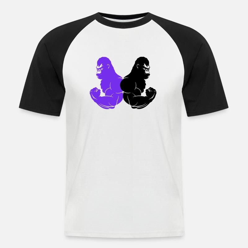 gorilla - Männer Baseball-T-Shirt - Weiß/Schwarz