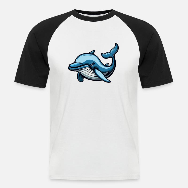 delfin comic - Männer Baseball-T-Shirt - Weiß/Schwarz