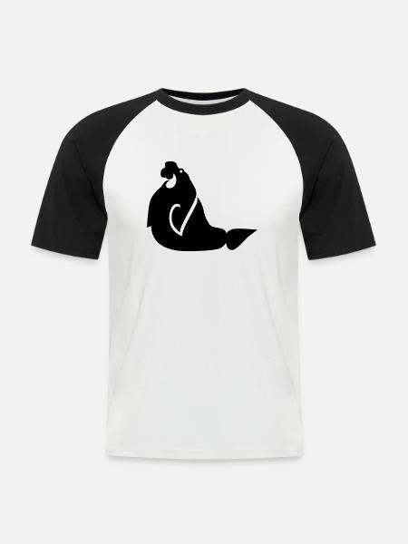 Walrus 01 - Men's Baseball T-Shirt - white/black