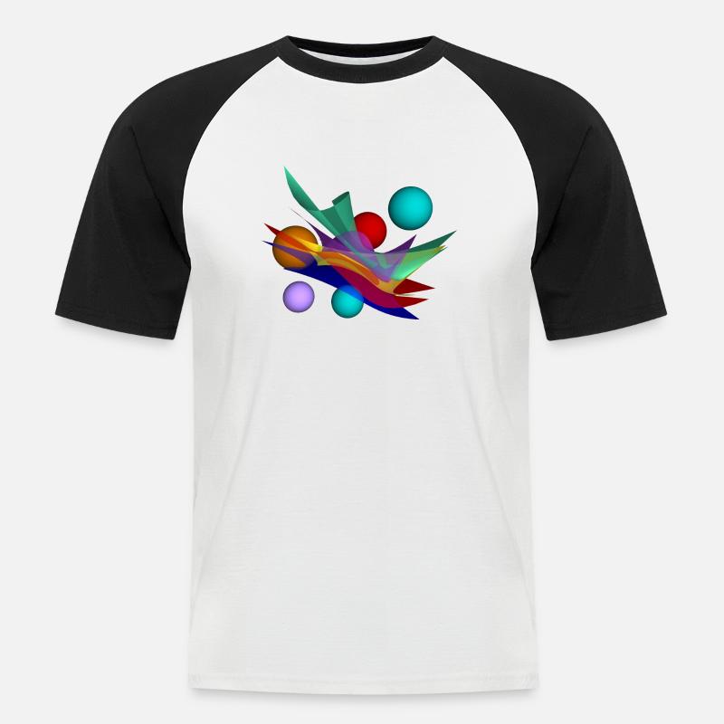 Design mit bicubic waves - Männer Baseball-T-Shirt - Weiß/Schwarz