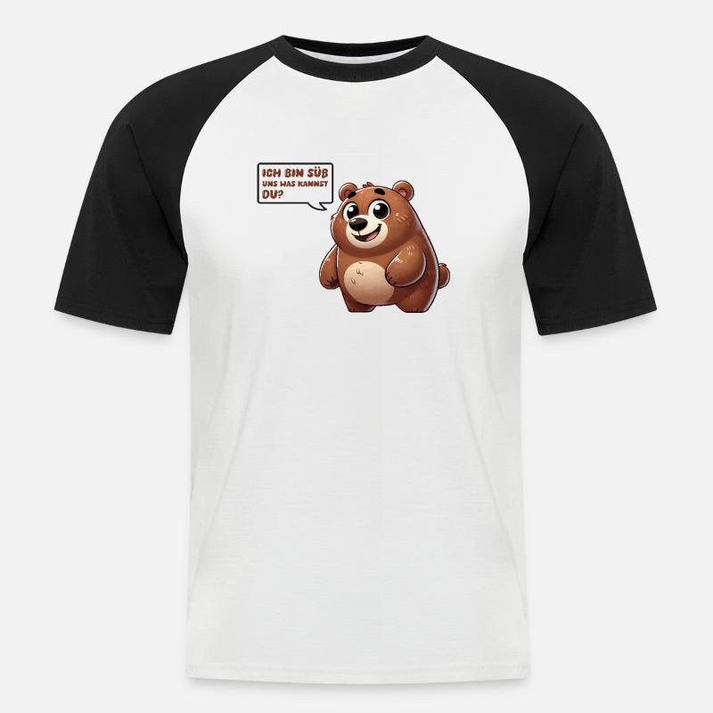 bär comic süß - Männer Baseball-T-Shirt - Weiß/Schwarz