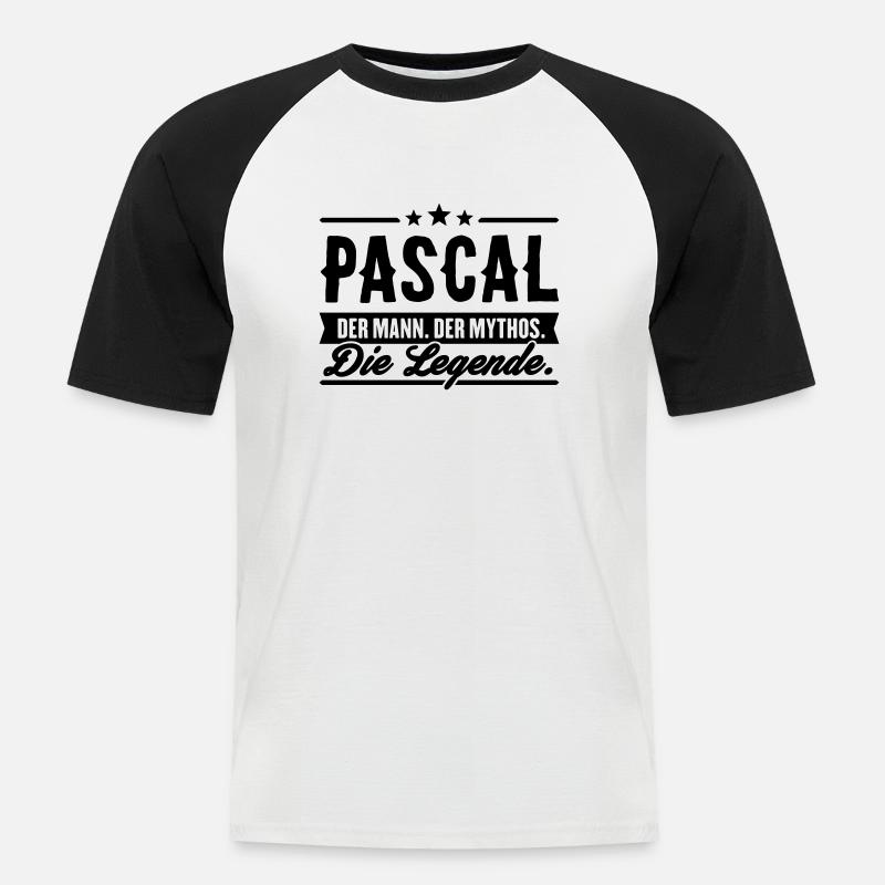 Mann Mythos Legende Pascal - Männer Baseball-T-Shirt - Weiß/Schwarz