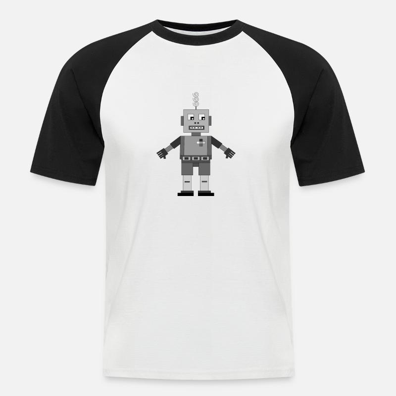 Robert, der Roboter - Männer Baseball-T-Shirt - Weiß/Schwarz