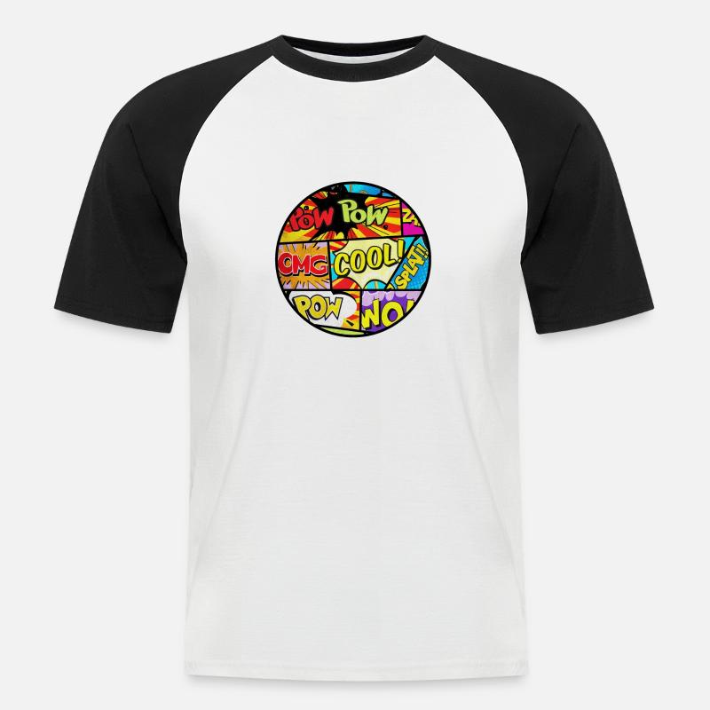 Comic-Stil - Männer Baseball-T-Shirt - Weiß/Schwarz