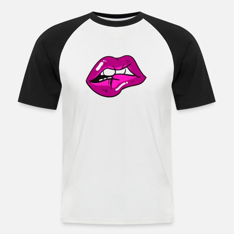 Lippe - Männer Baseball-T-Shirt - Weiß/Schwarz
