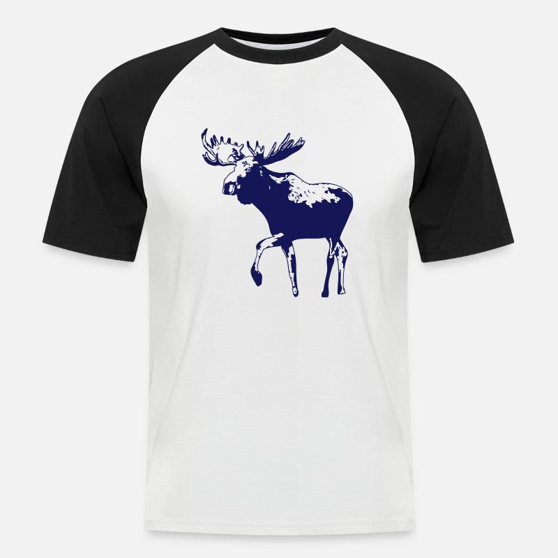 elch - elk - moose - jagd - jäger - Männer Baseball-T-Shirt - Weiß/Schwarz