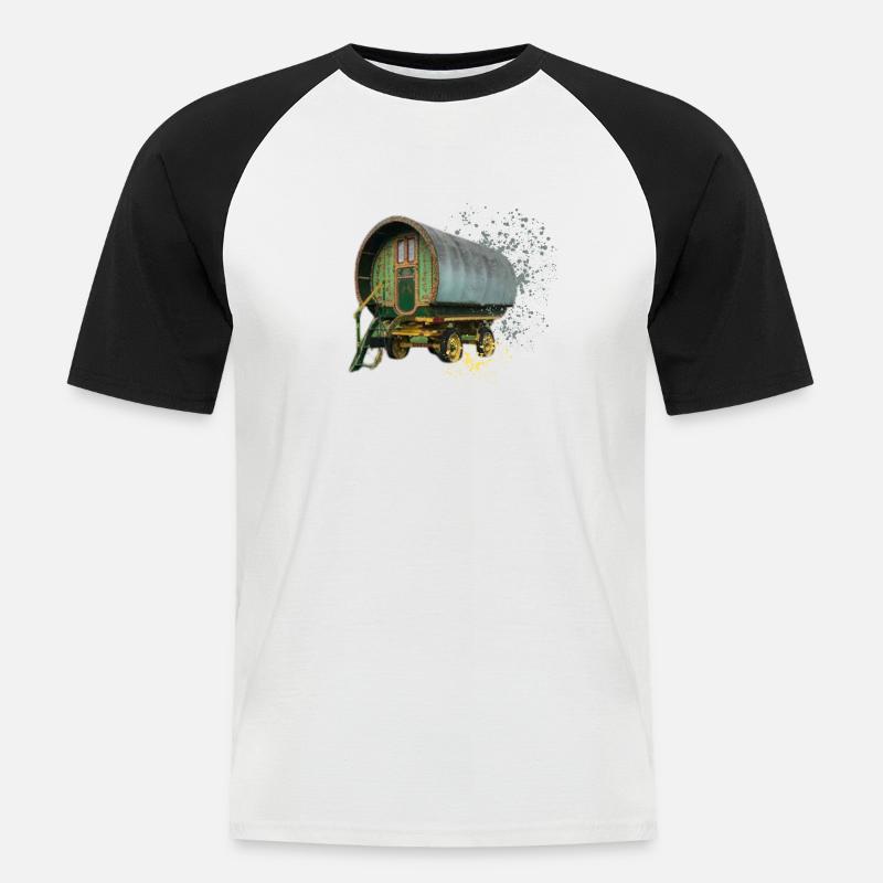 Pferd gezogen Bogen-Top-Karawane, - Männer Baseball-T-Shirt - Weiß/Schwarz