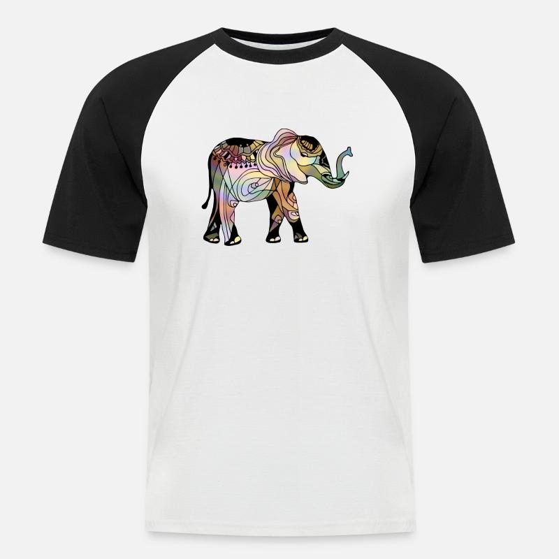Elefant - Männer Baseball-T-Shirt - Weiß/Schwarz
