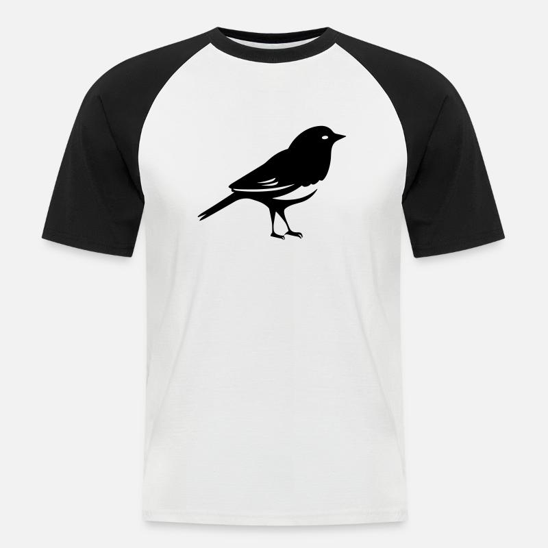 Vogel - Männer Baseball-T-Shirt - Weiß/Schwarz